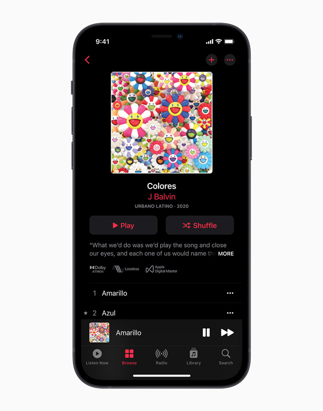 Apple Music Lossless screen on iPhone 12